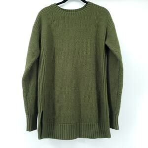 Ana Essential Boho Forest Green Chunky Knit LongSleeve CrewNeck Tunic Sweater XS